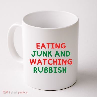 Eating Junk And Watching Rubbish Funny Christmas Coffee Mug