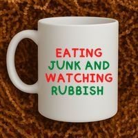 Eating Junk And Watching Rubbish Funny Christmas Coffee Mug thumb 2