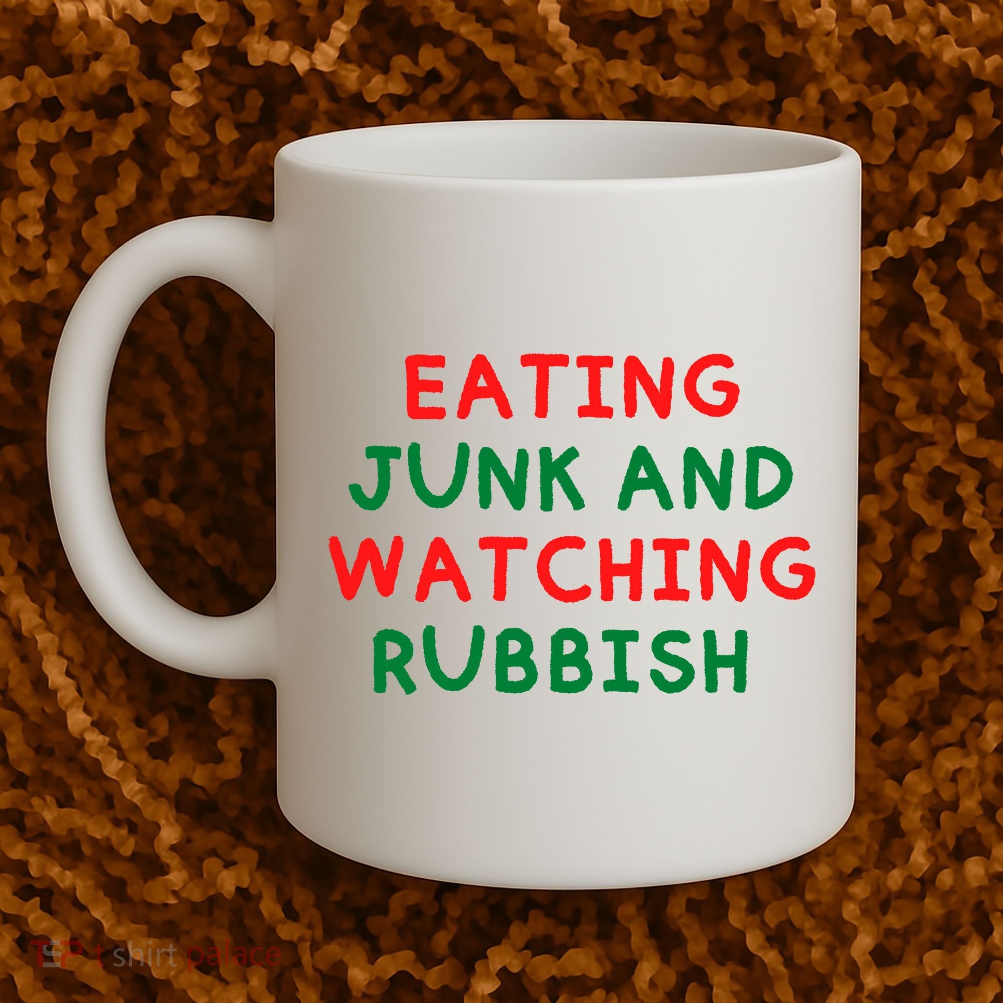 Eating Junk And Watching Rubbish Funny Christmas Coffee Mug