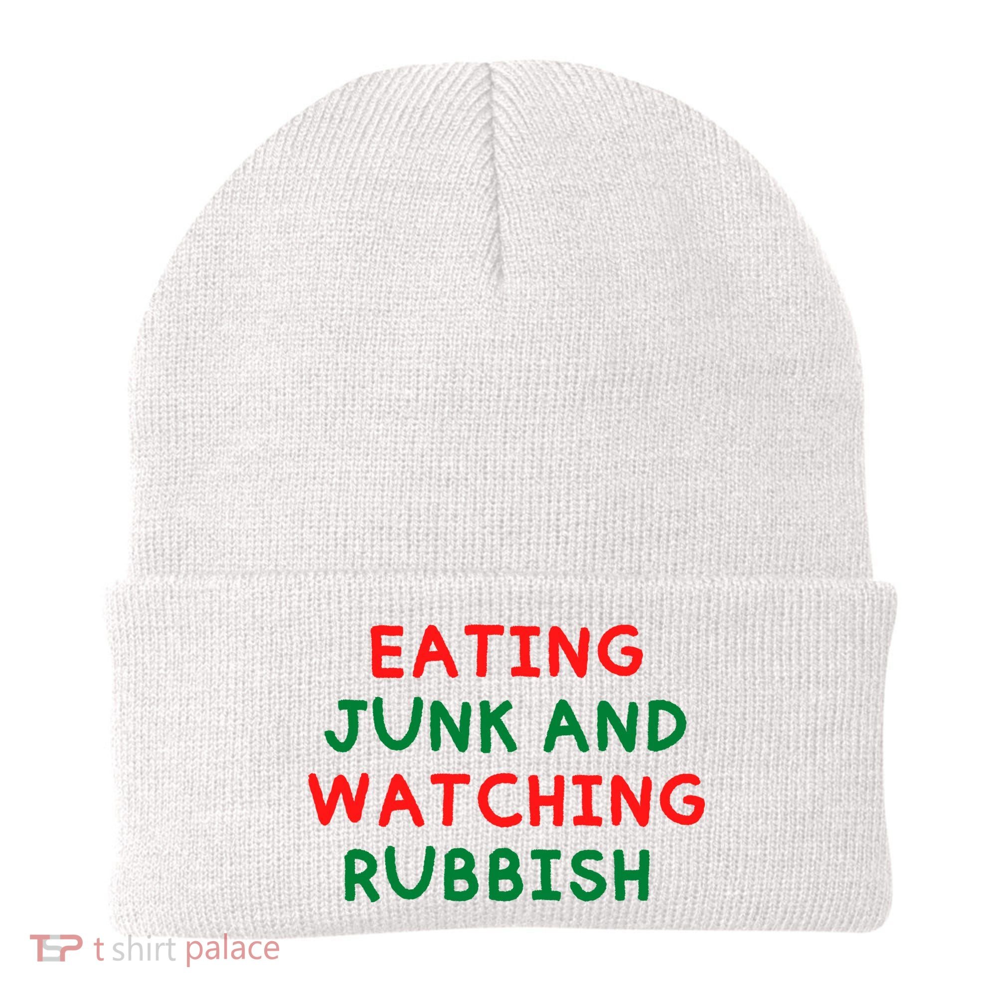 Eating Junk And Watching Rubbish Funny Christmas Beanie