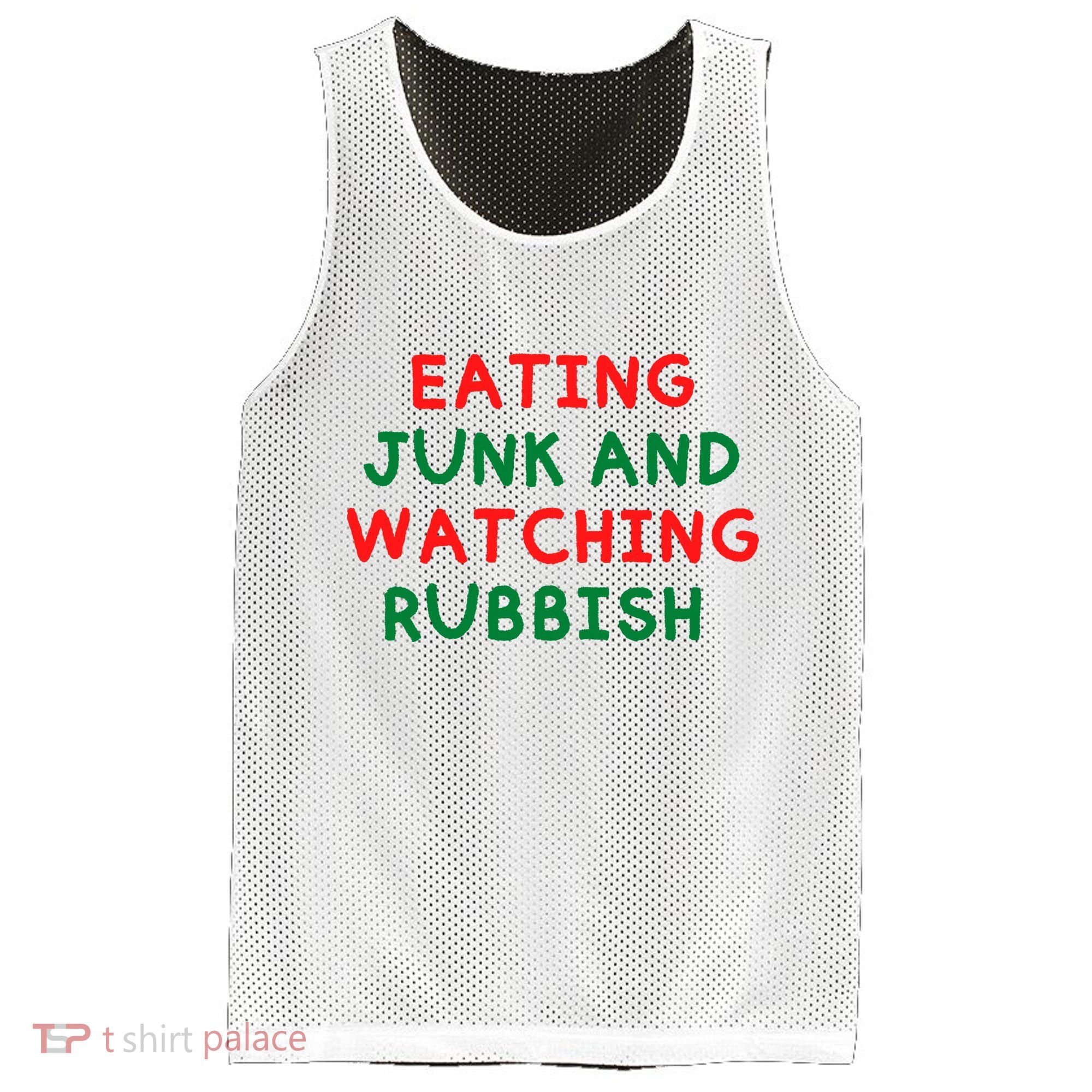 Eating Junk And Watching Rubbish Funny Christmas Mesh Reversible Basketball Jersey Tank