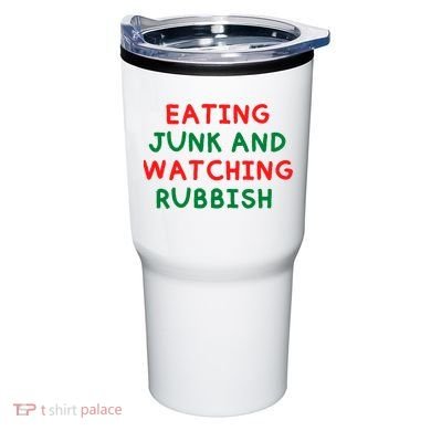 Eating Junk And Watching Rubbish Funny Christmas Tumbler