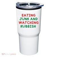 Eating Junk And Watching Rubbish Funny Christmas Tumbler thumb 0
