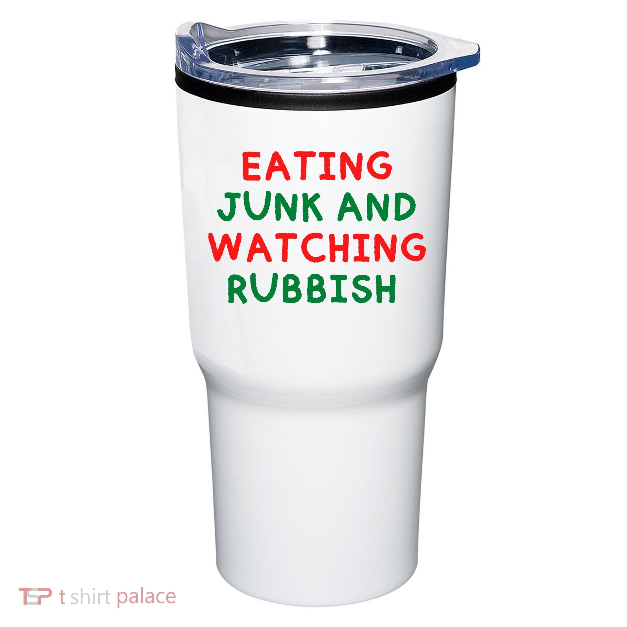 Eating Junk And Watching Rubbish Funny Christmas Tumbler