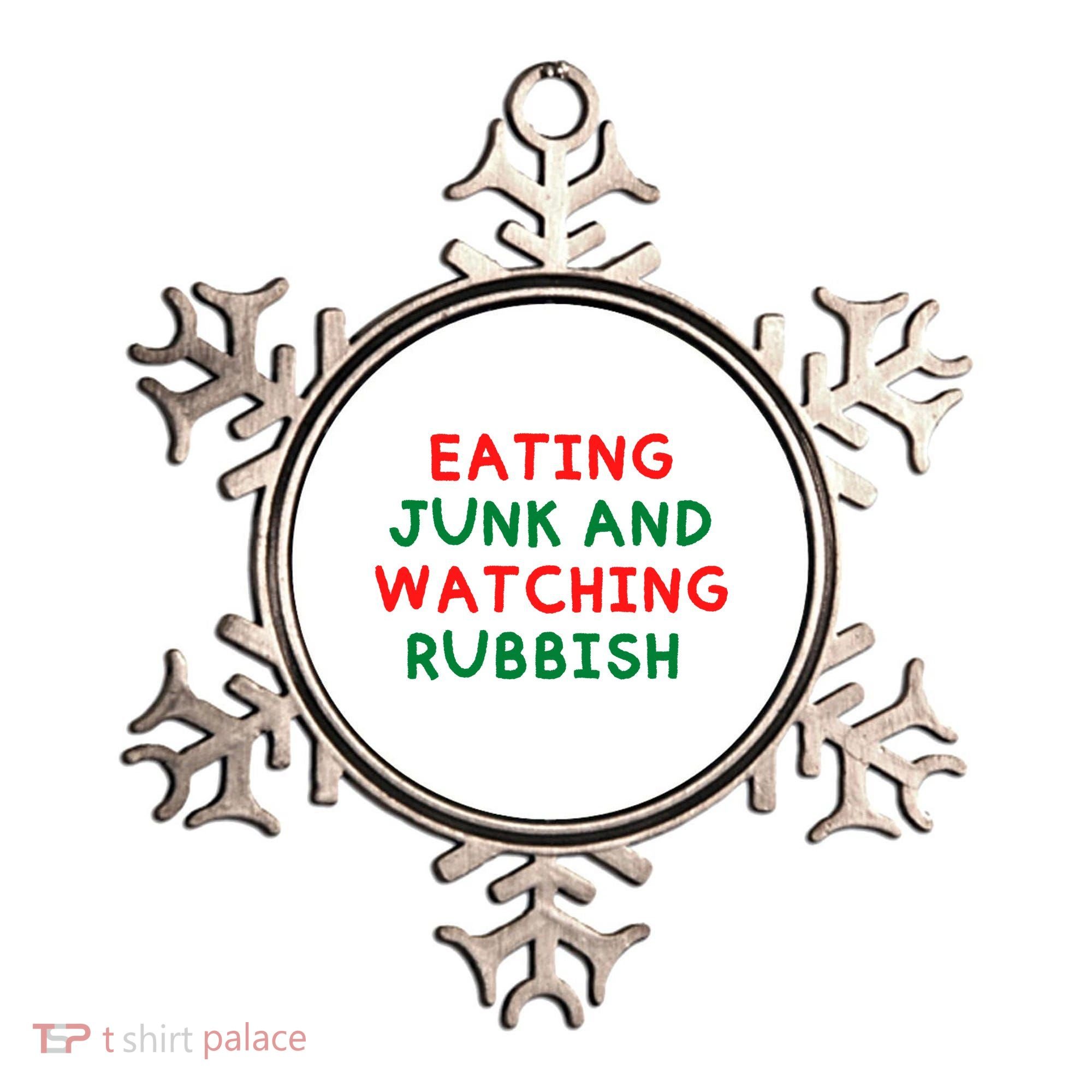 Eating Junk And Watching Rubbish Funny Christmas Ornament