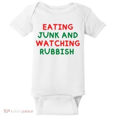 Eating Junk And Watching Rubbish Funny Christmas Baby Bodysuit