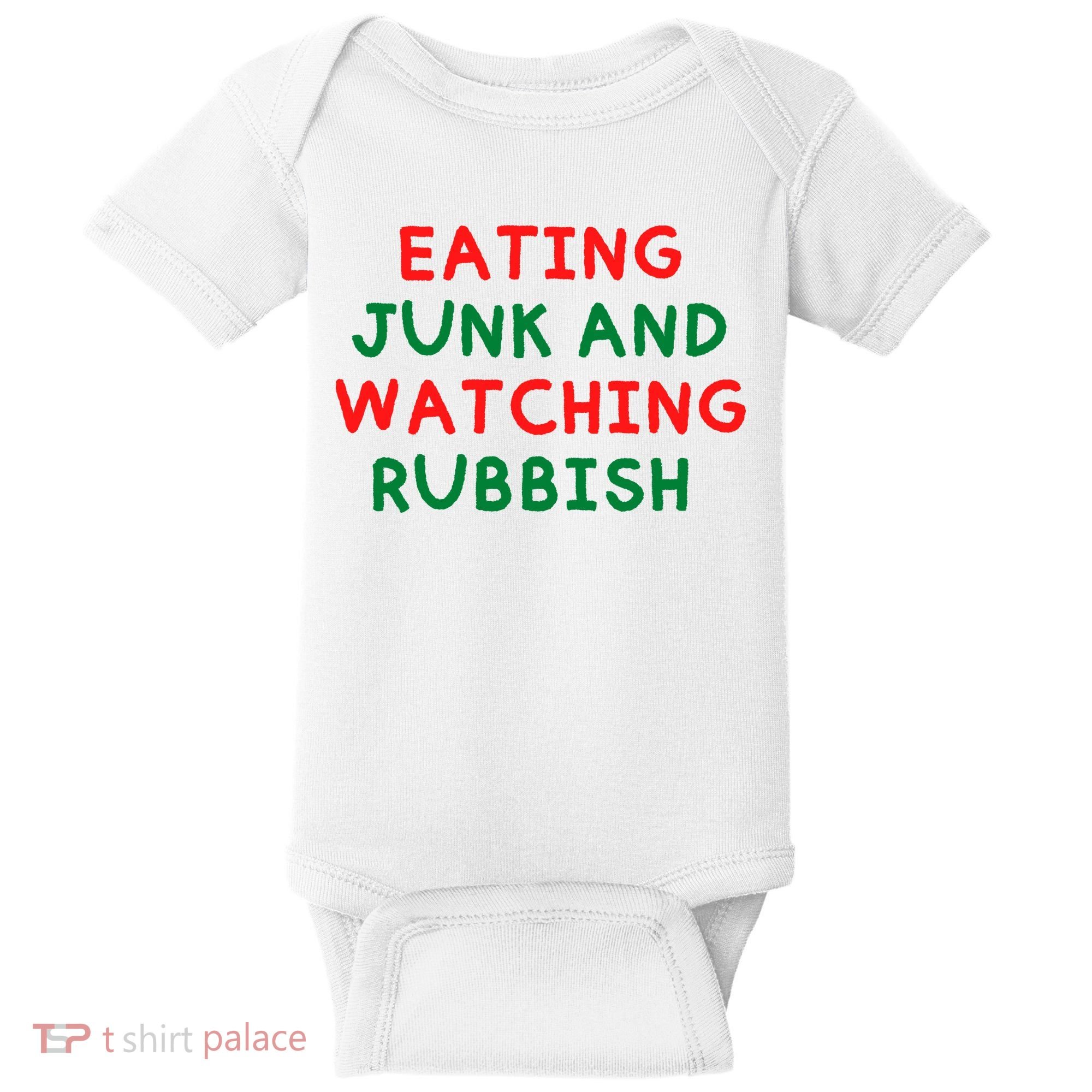 Eating Junk And Watching Rubbish Funny Christmas Baby Bodysuit