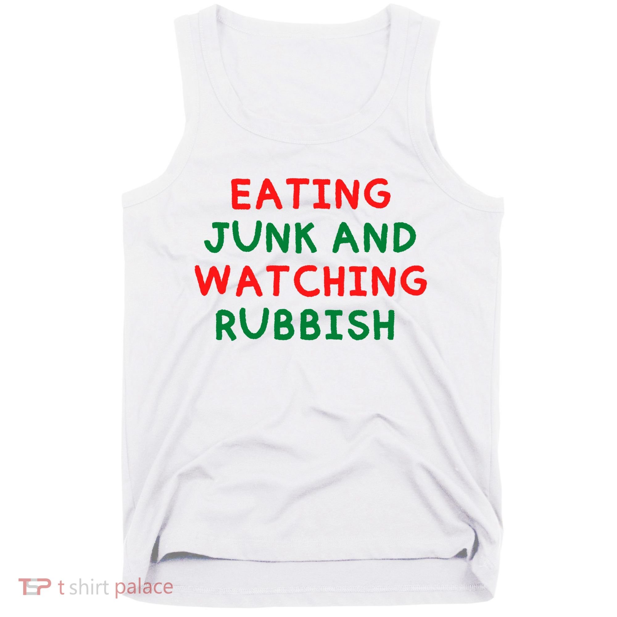 Eating Junk And Watching Rubbish Funny Christmas Tank Top