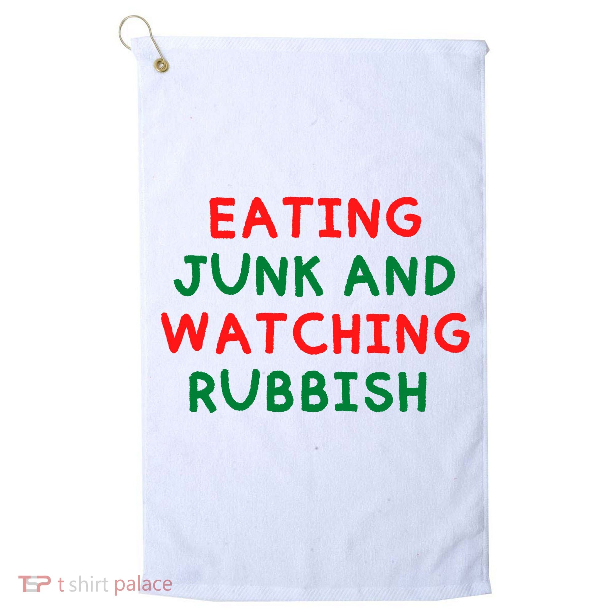 Eating Junk And Watching Rubbish Funny Christmas Golf Towel