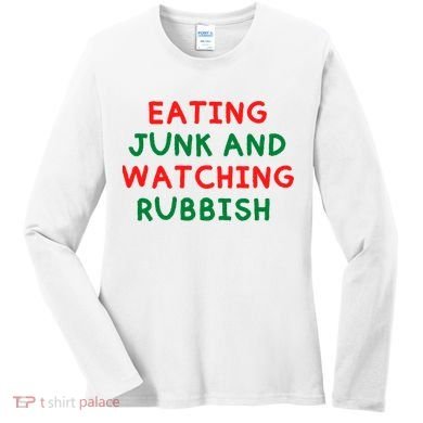 Eating Junk And Watching Rubbish Funny Christmas Women's Long Sleeve Shirt