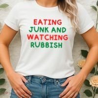 Eating Junk And Watching Rubbish Funny Christmas Women's T-Shirt thumb 2