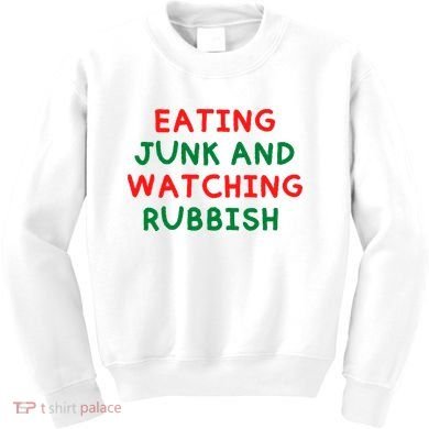 Eating Junk And Watching Rubbish Funny Christmas Kids Sweatshirt