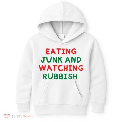 Eating Junk And Watching Rubbish Funny Christmas Kids Hoodie