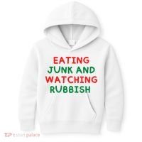Eating Junk And Watching Rubbish Funny Christmas Kids Hoodie thumb 0