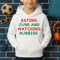 Eating Junk And Watching Rubbish Funny Christmas Kids Hoodie thumb 2