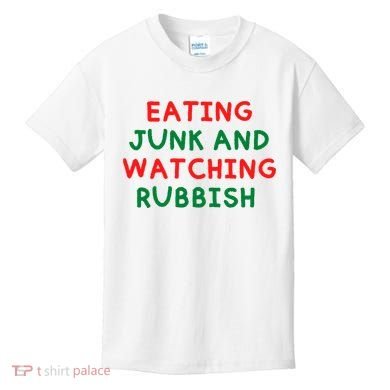 Eating Junk And Watching Rubbish Funny Christmas Kids T-Shirt