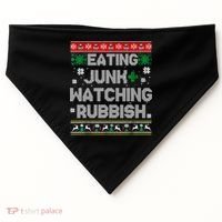 Eating Junk And Watching Rubbish Ugly Christmas Sweaters USA-Made Doggie Bandana thumb 0