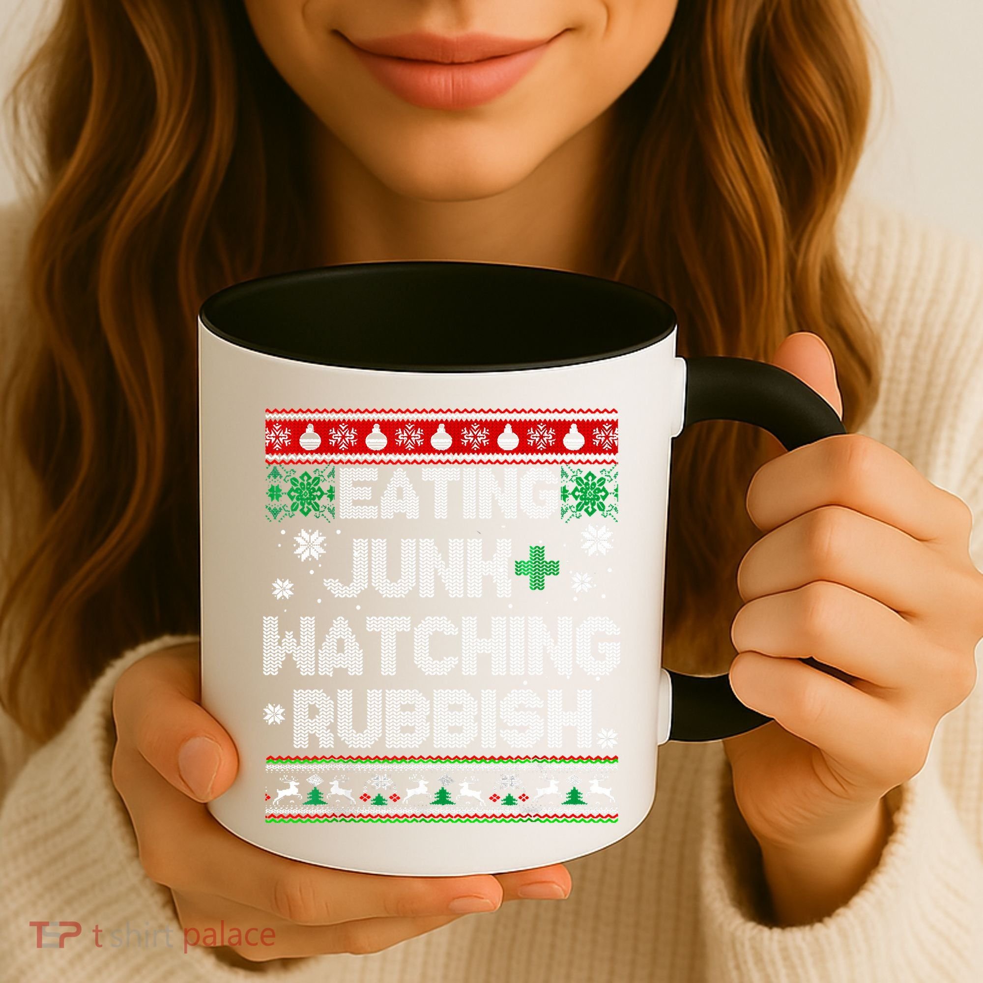 Eating Junk And Watching Rubbish Ugly Christmas Sweaters Coffee Mug