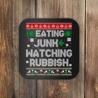 Eating Junk And Watching Rubbish Ugly Christmas Sweaters Coaster thumb 0