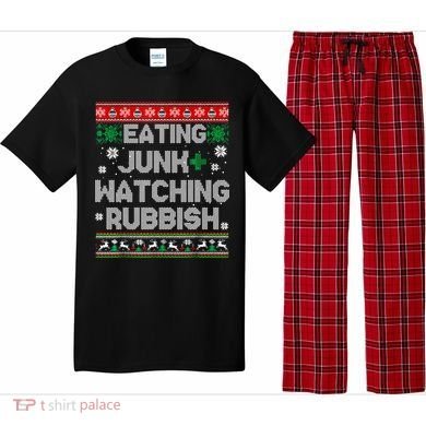 Eating Junk And Watching Rubbish Ugly Christmas Sweaters Pajama Set