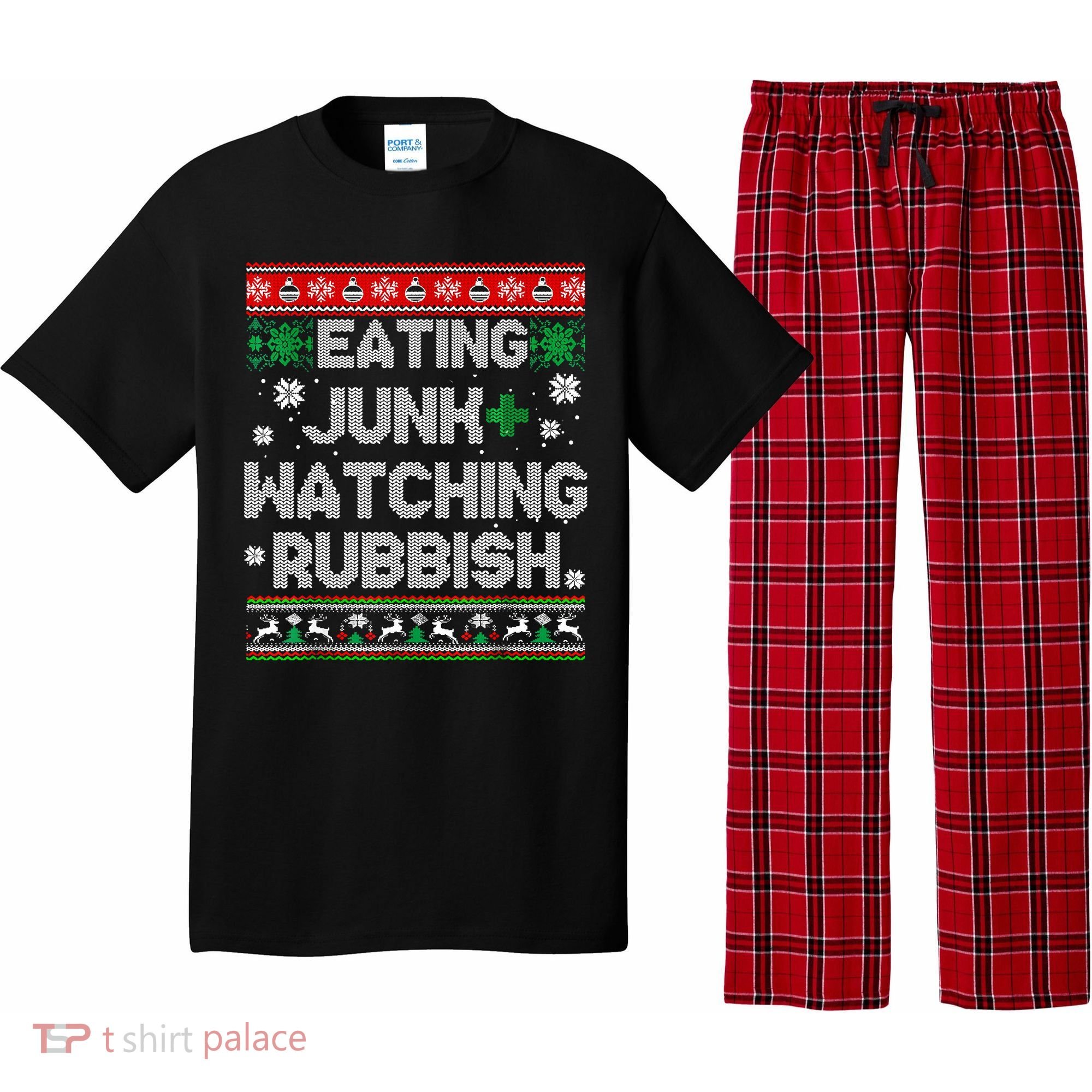 Eating Junk And Watching Rubbish Ugly Christmas Sweaters Pajama Set