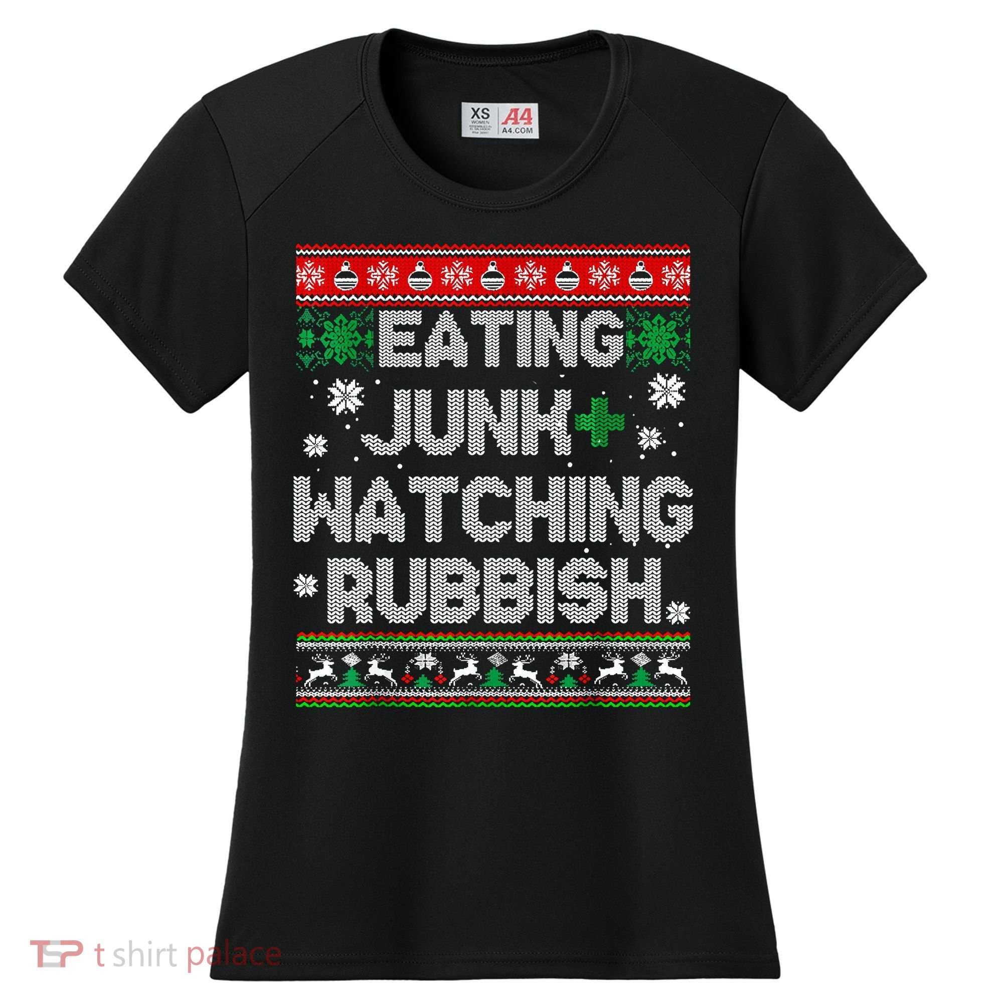 Eating Junk And Watching Rubbish Ugly Christmas Sweaters Women's Cooling Performance Crew T-Shirt