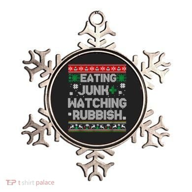Eating Junk And Watching Rubbish Ugly Christmas Sweaters Ornament