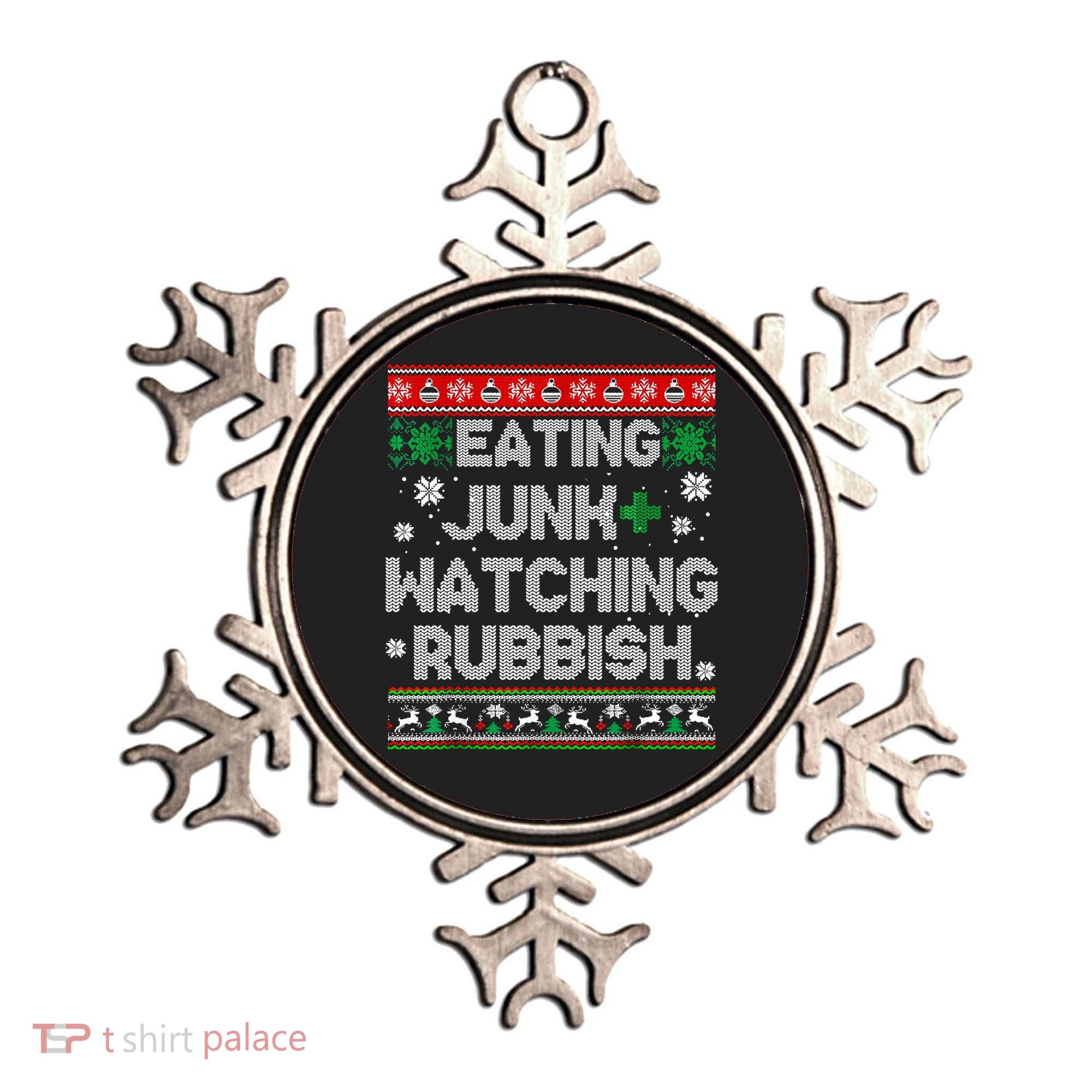 Eating Junk And Watching Rubbish Ugly Christmas Sweaters Ornament