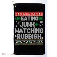 Eating Junk And Watching Rubbish Ugly Christmas Sweaters Golf Towel thumb 0