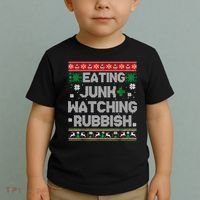 Eating Junk And Watching Rubbish Ugly Christmas Sweaters Toddler T-Shirt thumb 2