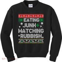 Eating Junk And Watching Rubbish Ugly Christmas Sweaters Kids Sweatshirt thumb 0