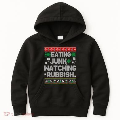 Eating Junk And Watching Rubbish Ugly Christmas Sweaters Kids Hoodie
