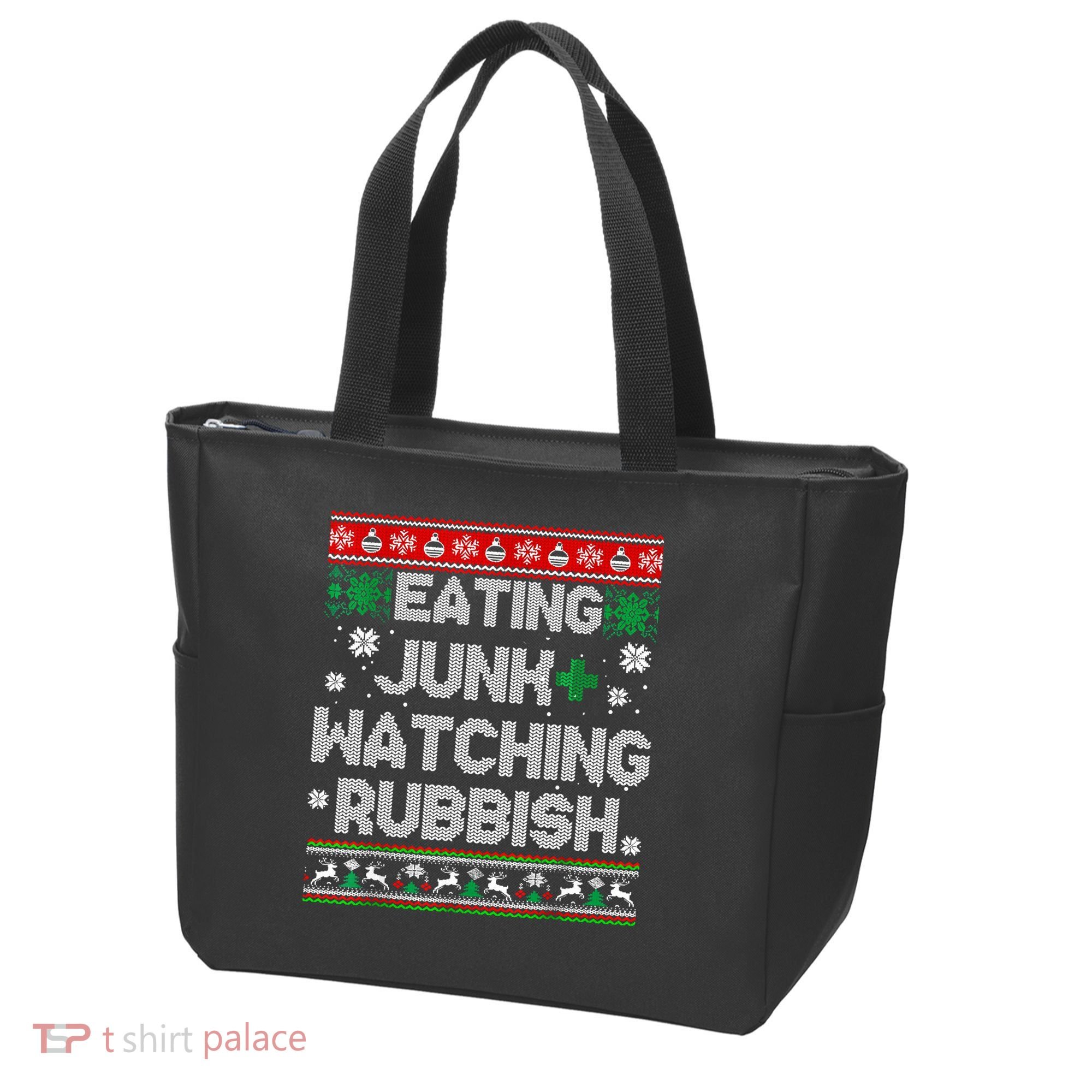 Eating Junk And Watching Rubbish Ugly Christmas Sweaters Tote Bag