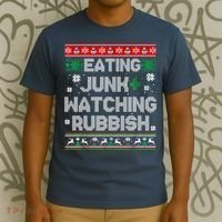 Eating Junk And Watching Rubbish Ugly Christmas Sweaters T-Shirt thumb 3