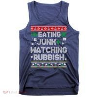 Eating Junk And Watching Rubbish Ugly Christmas Sweaters Tank Top thumb 0