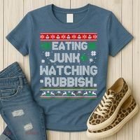 Eating Junk And Watching Rubbish Ugly Christmas Sweaters Women's T-Shirt thumb 3