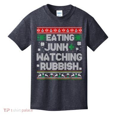 Eating Junk And Watching Rubbish Ugly Christmas Sweaters Kids T-Shirt
