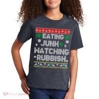 Eating Junk And Watching Rubbish Ugly Christmas Sweaters Kids T-Shirt thumb 2