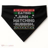 Eating Junk And Watching Rubbish Ugly Christmas Sweaters  USA-Made Doggie Bandana thumb 0
