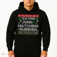 Eating Junk And Watching Rubbish Ugly Christmas Sweaters  Hoodie thumb 2
