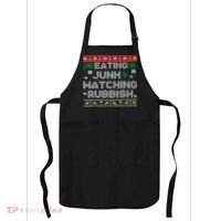 Eating Junk And Watching Rubbish Ugly Christmas Sweaters  Apron thumb 0