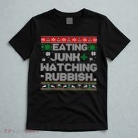 Eating Junk And Watching Rubbish Ugly Christmas Sweaters  T-Shirt thumb 5