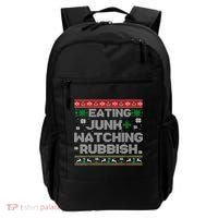 Eating Junk And Watching Rubbish Ugly Christmas Sweaters  Backpack thumb 0