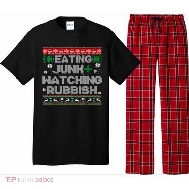 Eating Junk And Watching Rubbish Ugly Christmas Sweaters  Pajama Set