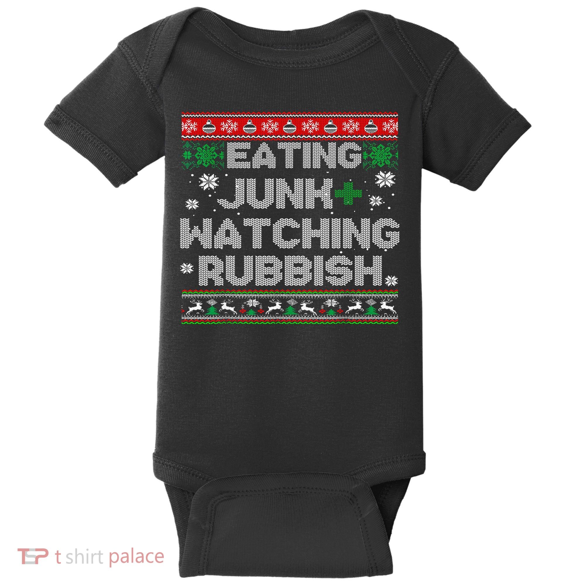 Eating Junk And Watching Rubbish Ugly Christmas Sweaters  Baby Bodysuit