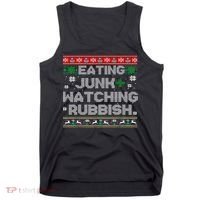 Eating Junk And Watching Rubbish Ugly Christmas Sweaters  Tank Top thumb 0