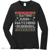 Eating Junk And Watching Rubbish Ugly Christmas Sweaters  Women's Long Sleeve Shirt thumb 0