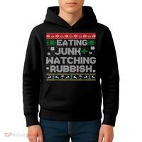 Eating Junk And Watching Rubbish Ugly Christmas Sweaters  Kids Hoodie thumb 4