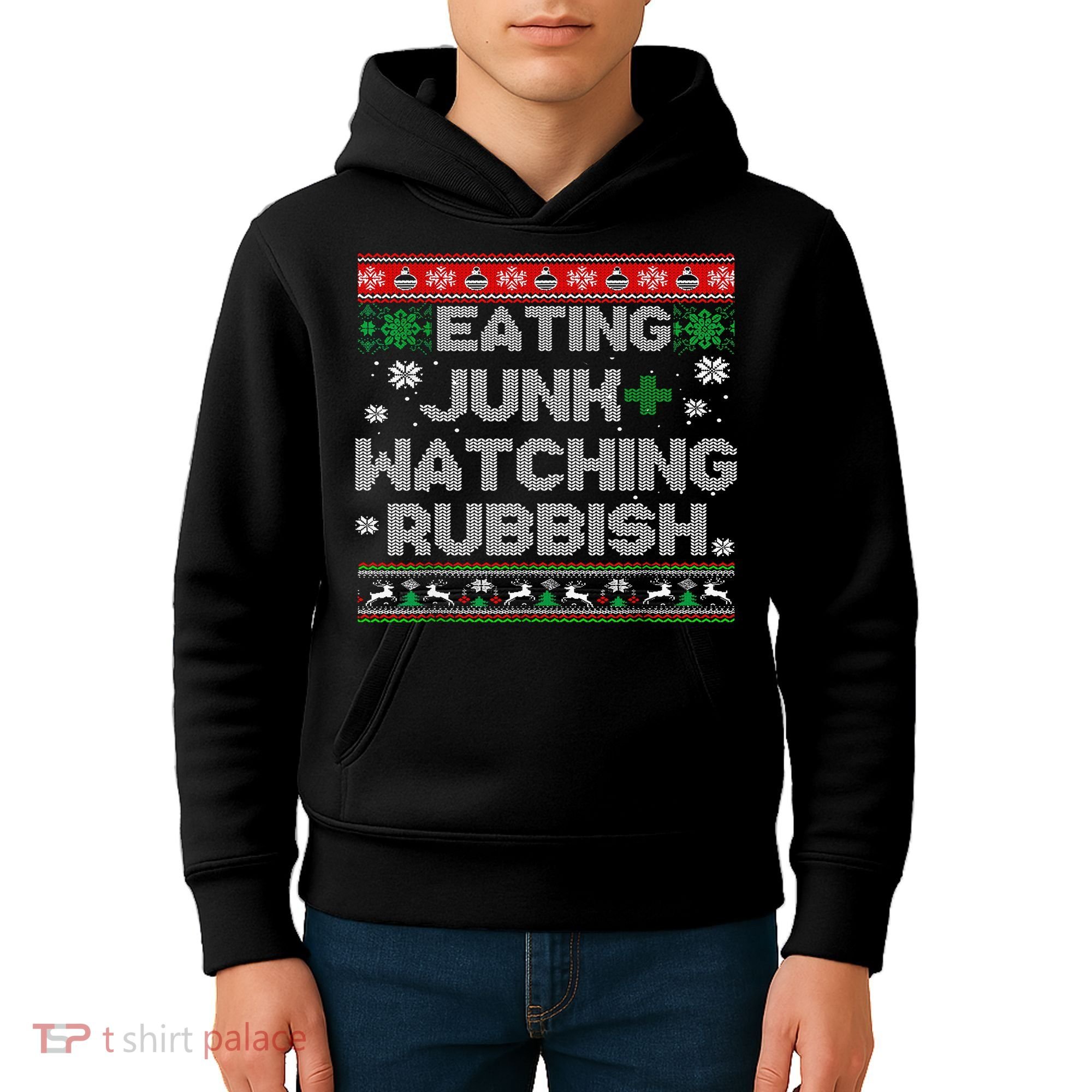 Eating Junk And Watching Rubbish Ugly Christmas Sweaters  Kids Hoodie