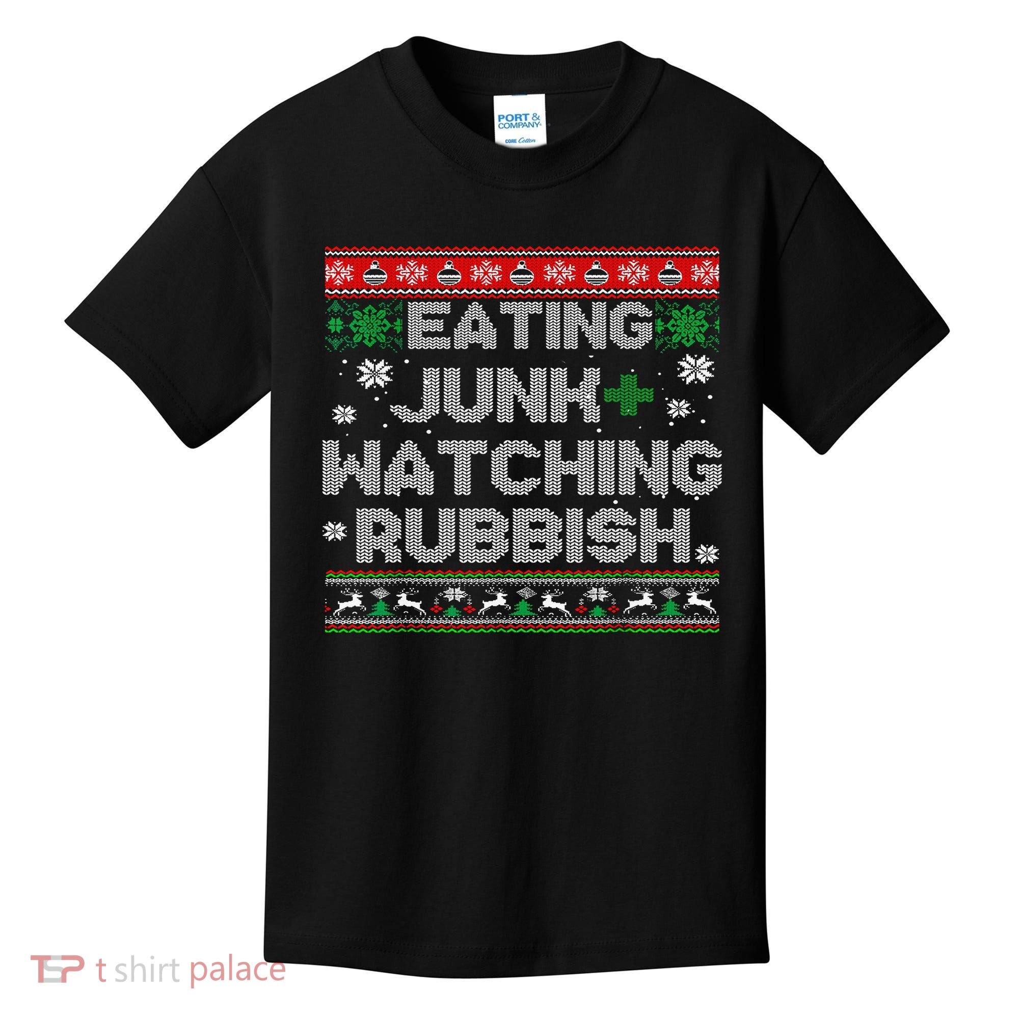 Eating Junk And Watching Rubbish Ugly Christmas Sweaters  Kids T-Shirt